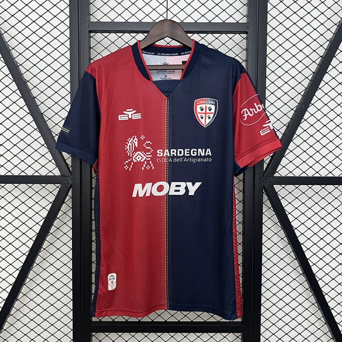 24/25 Cagliari Home Red Blue Jersey Kit Short Sleeve-8981156