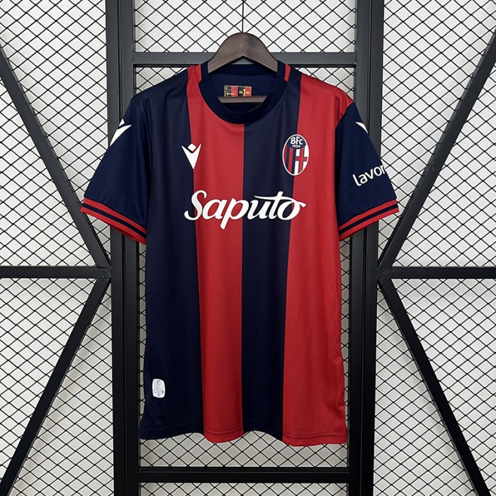 24/25 Bologna Home Red Navy Blue Jersey Kit Short Sleeve-3406579