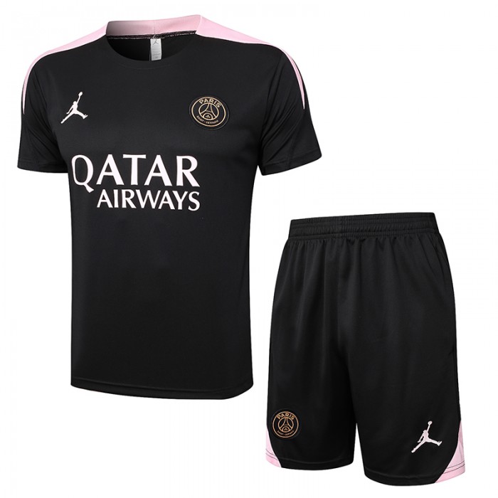 24/25 Paris Saint-Germain PSG Black Training Jersey Kit short Sleeve (Shirt + Short)-5446484