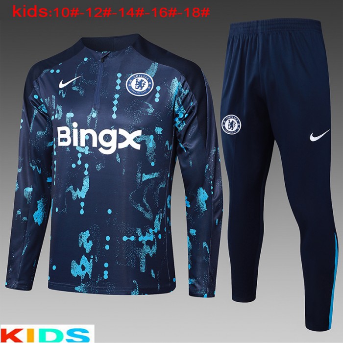 24/25 Chelsea Kids Navy Blue Edition Classic Jacket Training Suit (Top+Pant)-5392699