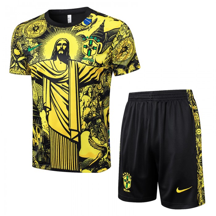 2024 Brazil Yellow Training Jersey Kit short Sleeve (Shirt + Short)-8109550