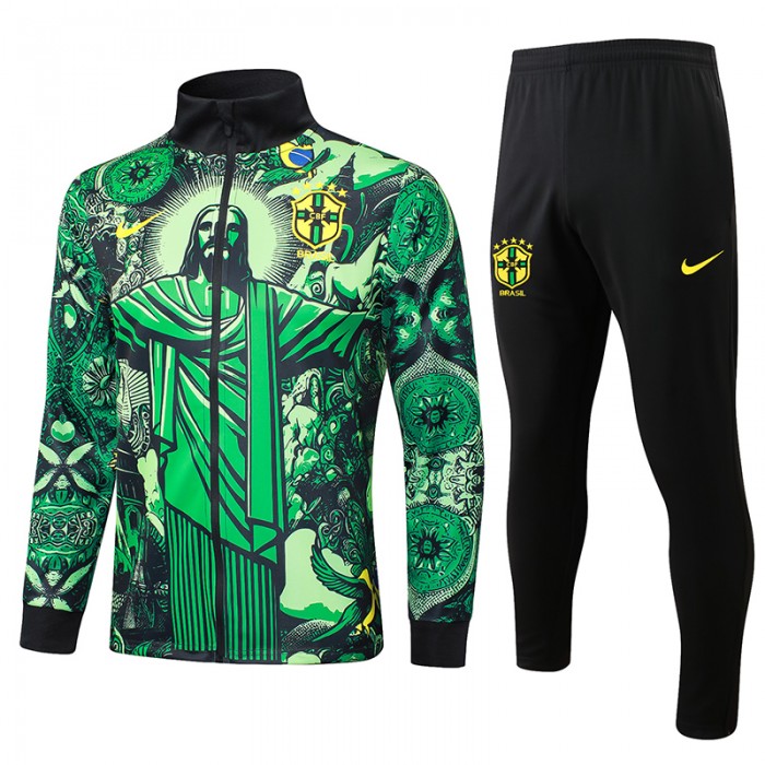 2024 Brazil Green Black Edition Classic Jacket Training Suit (Top+Pant)-7450284