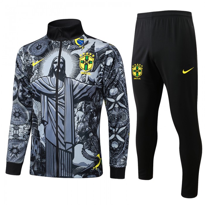 2024 Brazil Gray Black Edition Classic Jacket Training Suit (Top+Pant)-9733982