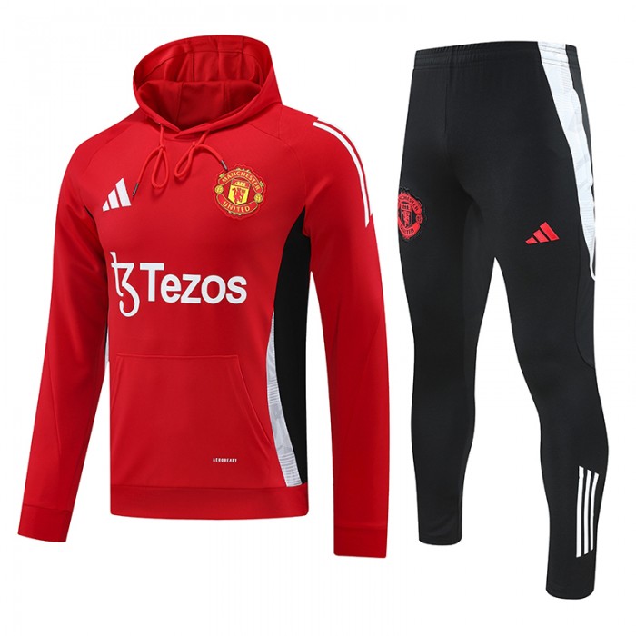 24/25 Manchester United M-U Red Hooded Edition Classic Jacket Training Suit (Sweatshirt+Pant)-475839