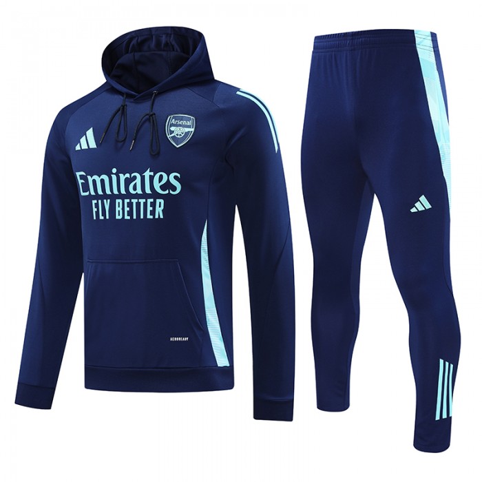 24/25 Arsenal Navy Blue Hooded Edition Classic Jacket Training Suit (Sweatshirt+Pant)-3041631