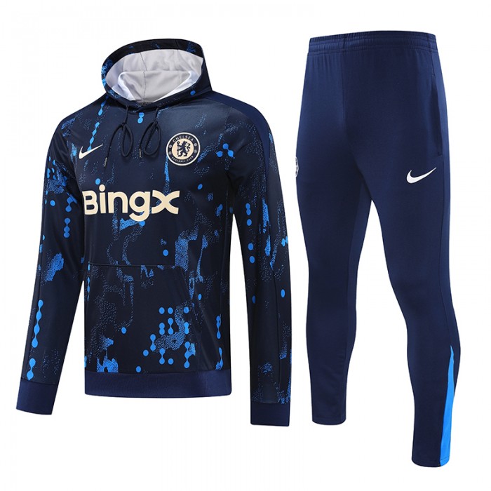 24/25 Chelsea Navy Blue Hooded Edition Classic Jacket Training Suit (Sweatshirt+Pant)-5561508