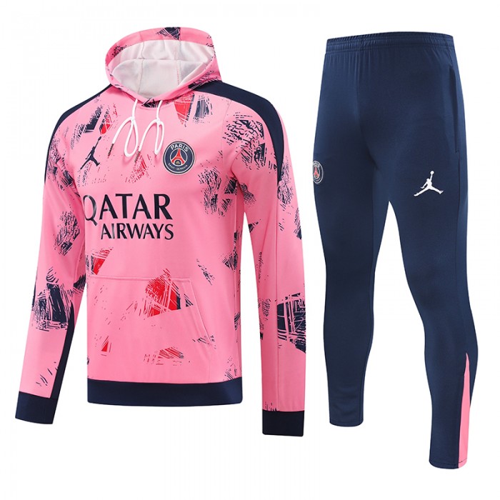 24/25 Paris Saint-Germain PSG Pink Hooded Edition Classic Jacket Training Suit (Sweatshirt+Pant)-7498482