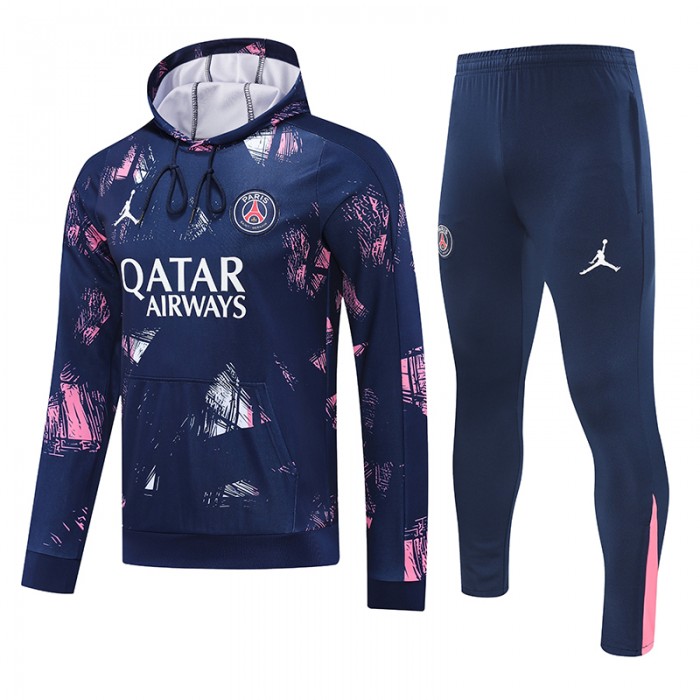 24/25 Paris Saint-Germain PSG Navy Blue Hooded Edition Classic Jacket Training Suit (Sweatshirt+Pant)-9561608