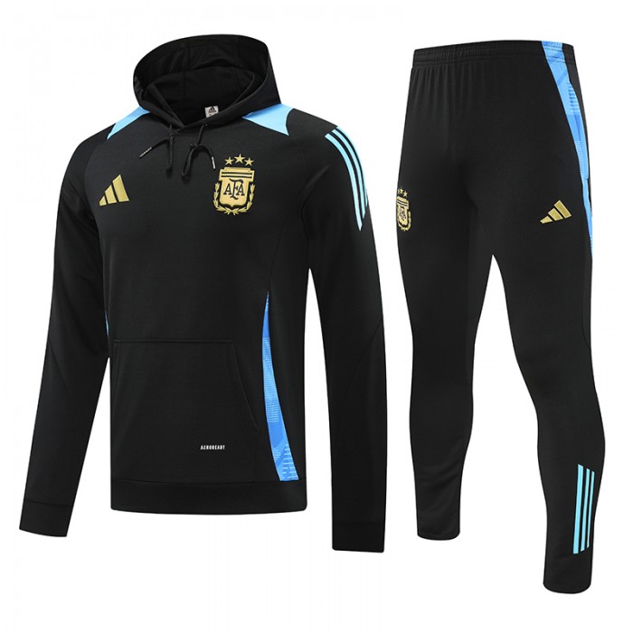 2024 Argentina Black Hooded Edition Classic Jacket Training Suit (Sweatshirt+Pant)-6800938