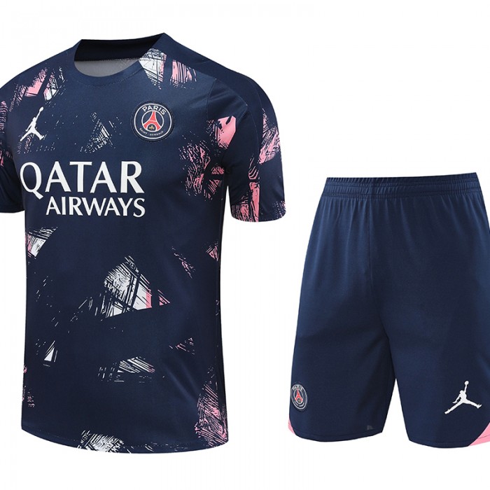 24/25 Paris Saint-Germain PSG Nvay Blue Training Jersey Kit short Sleeve (Shirt + Short)-3891974