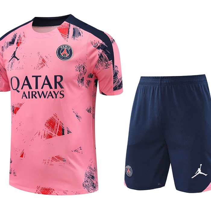 24/25 Paris Saint-Germain PSG Pink Training Jersey Kit short Sleeve (Shirt + Short)-9879248