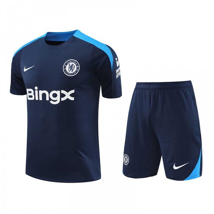 24/25 Chelsea Navy Blue Training Jersey Kit short Sleeve (Shirt + Short)-4539844