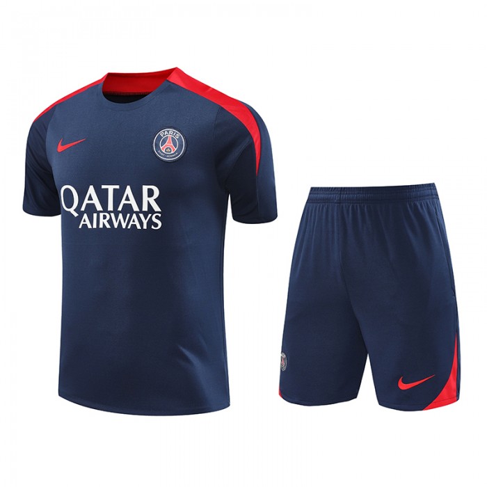 24/25 Paris Saint-Germain PSG Navy Blue Training Jersey Kit short Sleeve (Shirt + Short)-1333935