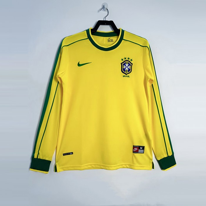 Retro 1998 Brazil Home Yellow Jersey Version Long Sleeve-2204451