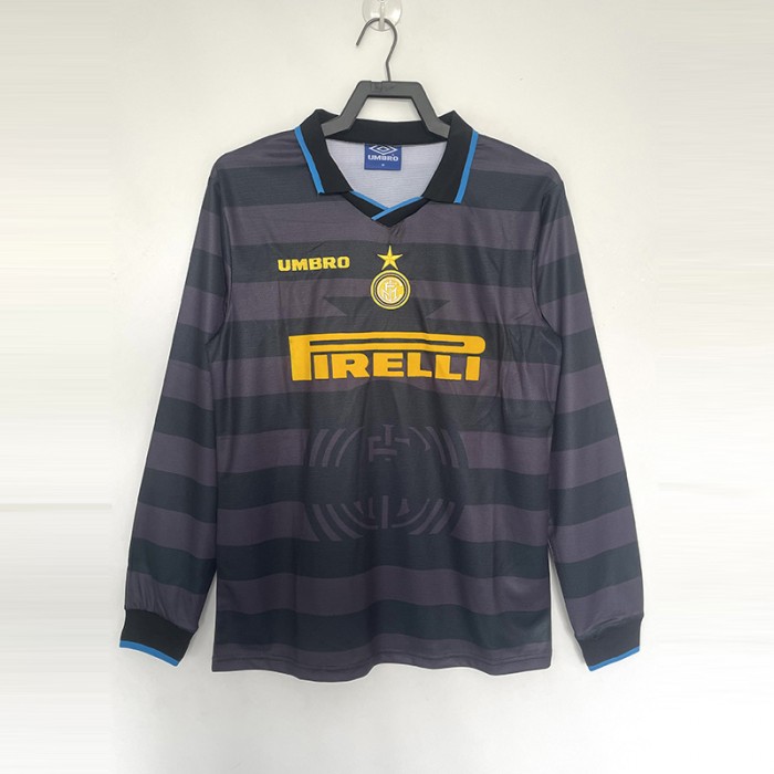 Retro 97/98 Inter Milan Second Away Gray Jersey Version Long Sleeve-7400581