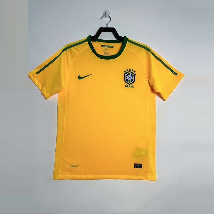 Retro 2010 Brazil Home Yellow Jersey Version Short Sleeve-1262305