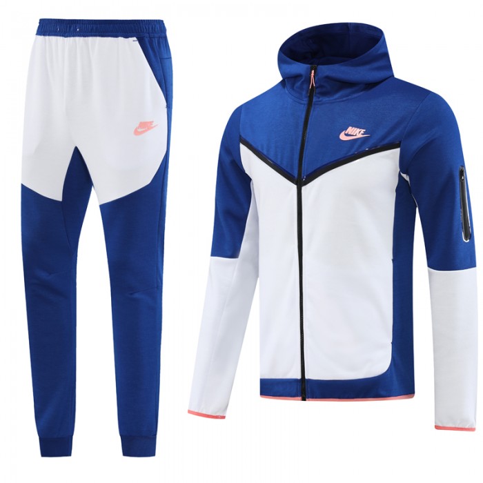 2 Piece Hooded Sweatshirt Long pants Blue White Autumn Casual Clothes (Top+Pant)-4442631