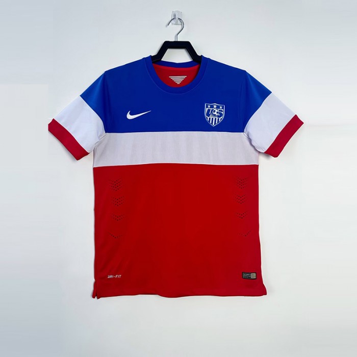 Retro 2014 USA Away Red Blue Jersey Kit short sleeve-6937368