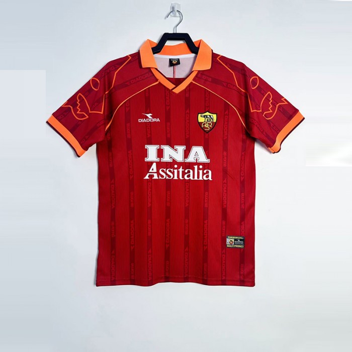 Retro 99/00 Roma Home Red Blue Jersey Kit short sleeve-4360797