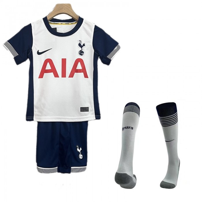 24/25 Kids Tottenham Hotspur Home White Navy Blue Kids Jersey Kit short sleeve (Shirt + Short +Socks)-4557791