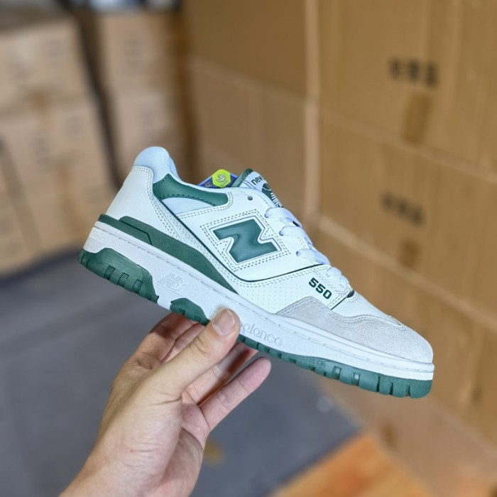 New Balance 550 Running Shoes-White/Green-9970396